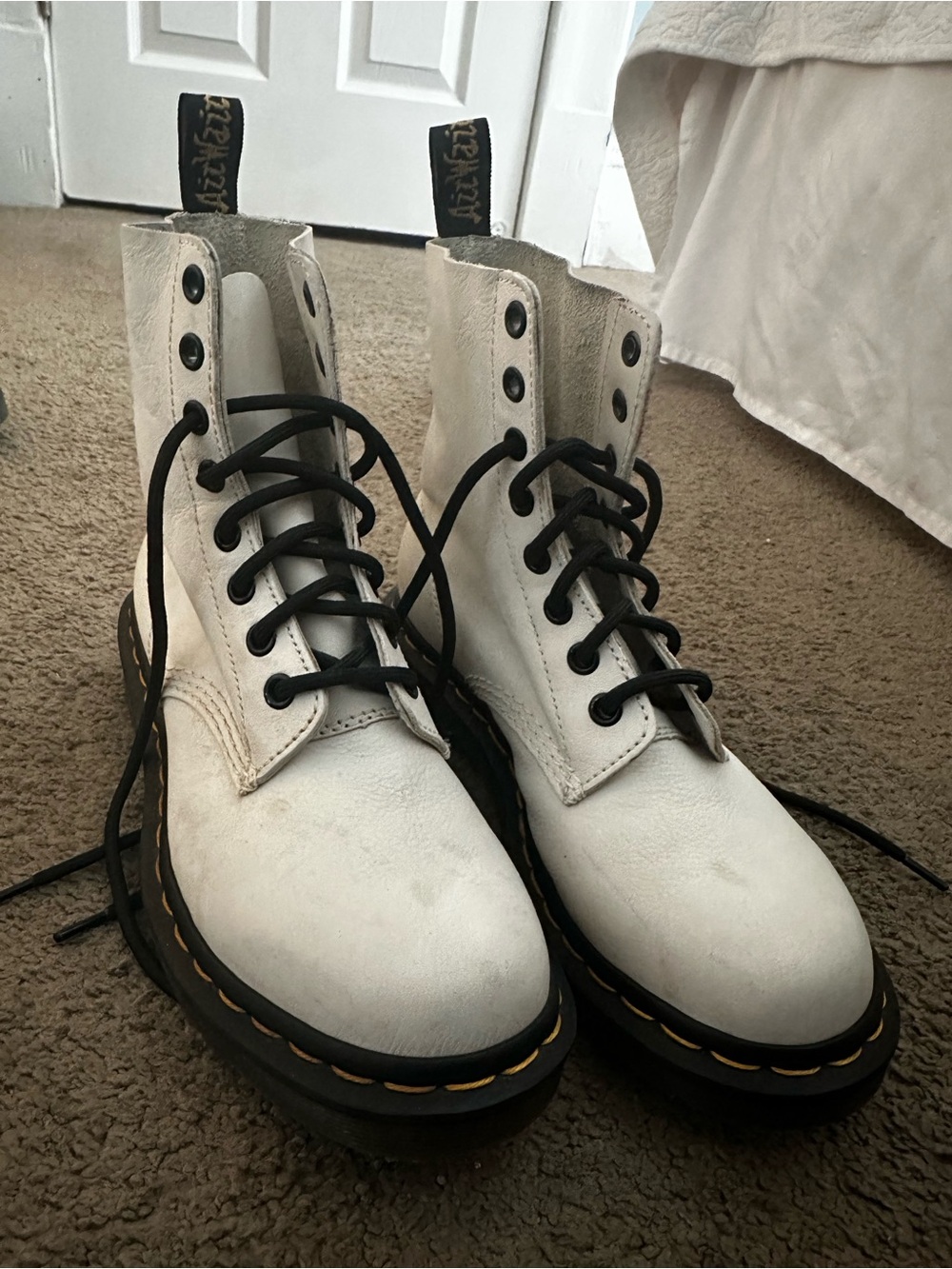 Dr. Martens White Matte Leather Boots